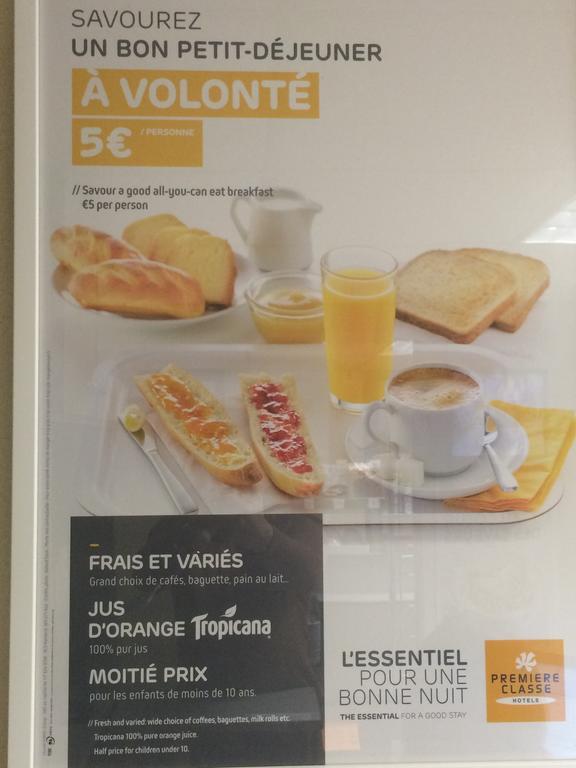 Premiere Classe Évreux Eksteriør billede Breakfast menu